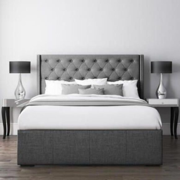 سرير، 140 سم،رمادى- bed36