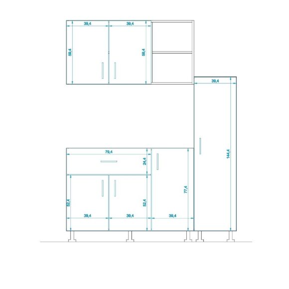 ⁦مطبخ كونتر ابيض واسود 160سم . kit-25⁩ - الصورة ⁦3⁩